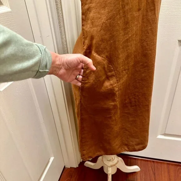 Chic Chico's Design 100% Linen Sleeveless Brown Midi Dress Size 1( USA M/8) - Picture 5 of 12